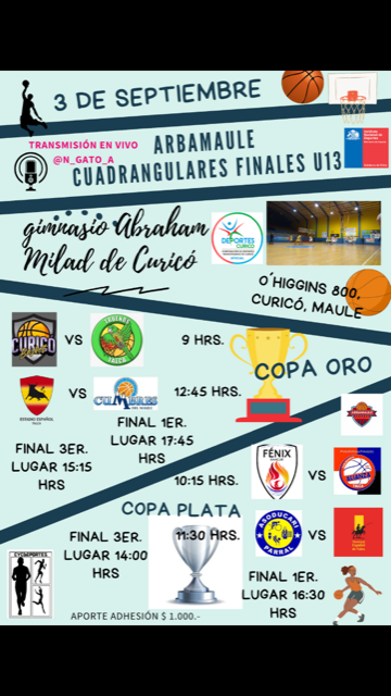 CUADRANGULAR FINAL U13, SE REALIZARA EN CURICO ESTE SABADO 03 DE SEPTIEMBRE.