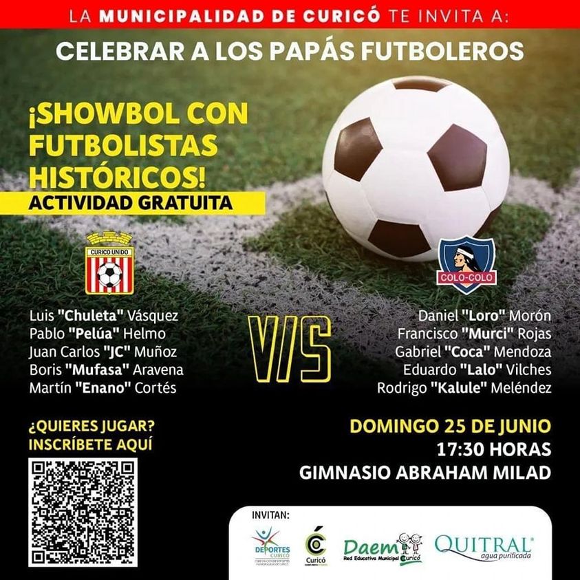 Domingo 25 junio Showbol gratuito en Curicó