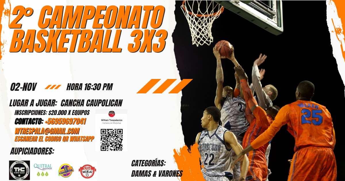 Curicó vivirá la segunda versión del Torneo 3×3 de Básquetbol.