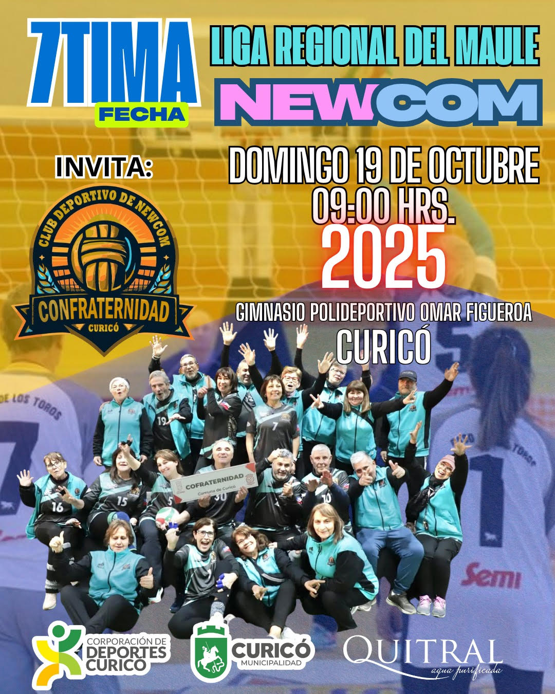 Curicó será sede de la séptima fecha de la Liga Regional del Maule de Newcom Vólei: un panorama deportivo gratuito para este domingo