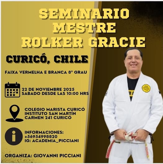 Curicó recibirá en noviembre al legendario Mestre Rolker Gracie, ícono mundial del Jiu-Jitsu brasileño